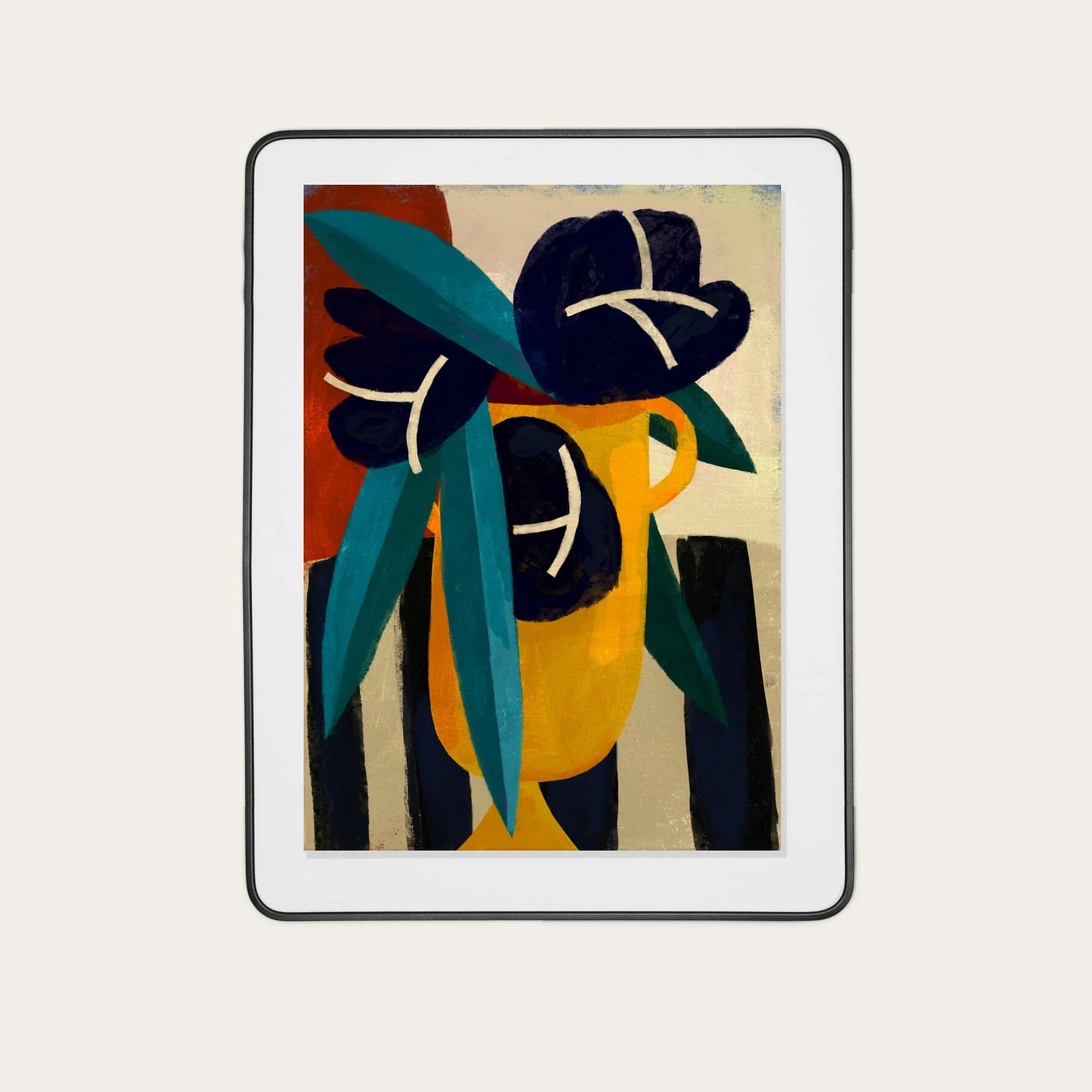 Fable Black Flowers Print - 18 x 24" - With Frame